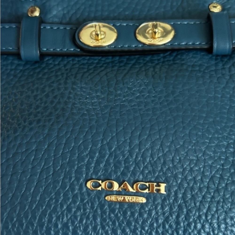 Coach authentic mini carry all bag set wallet strap 6x9 teal blue - Picture 4 of 13